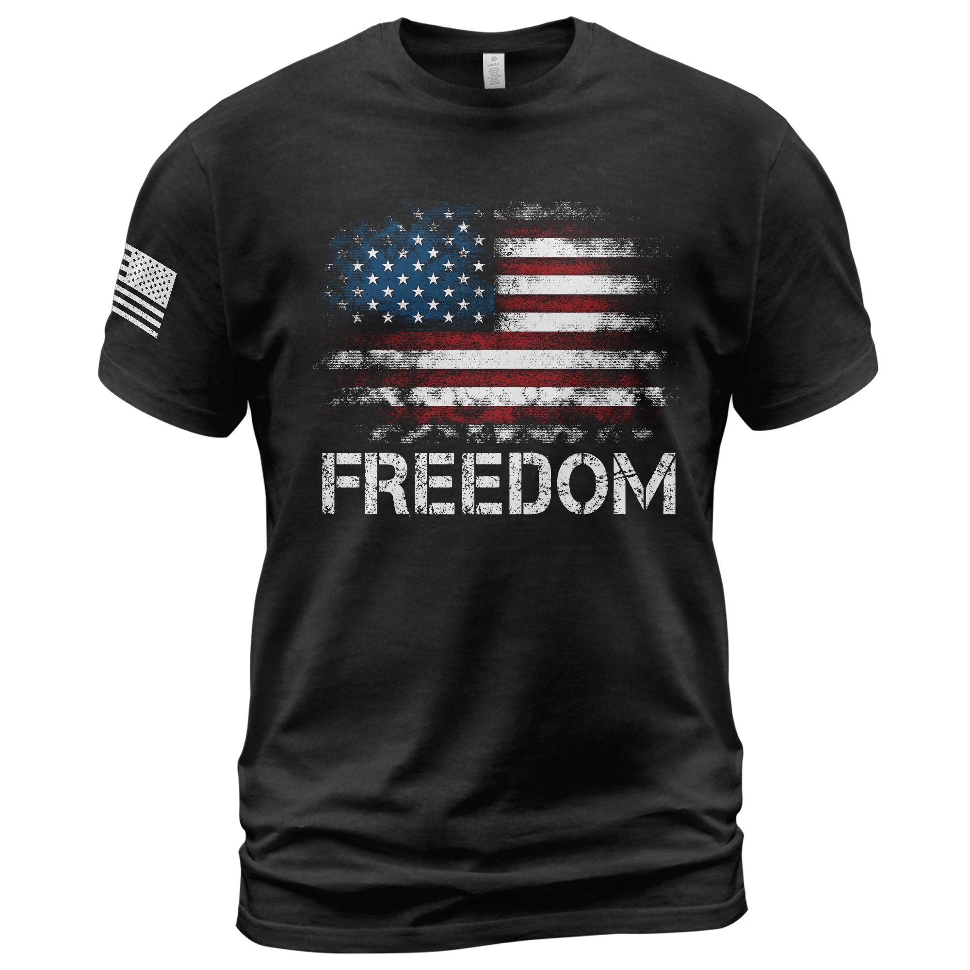 Freedom Distressed American Flag Bold Patriotic T-Shirt