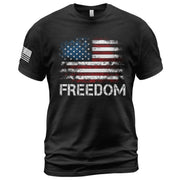 Freedom Distressed American Flag Bold Patriotic T-Shirt