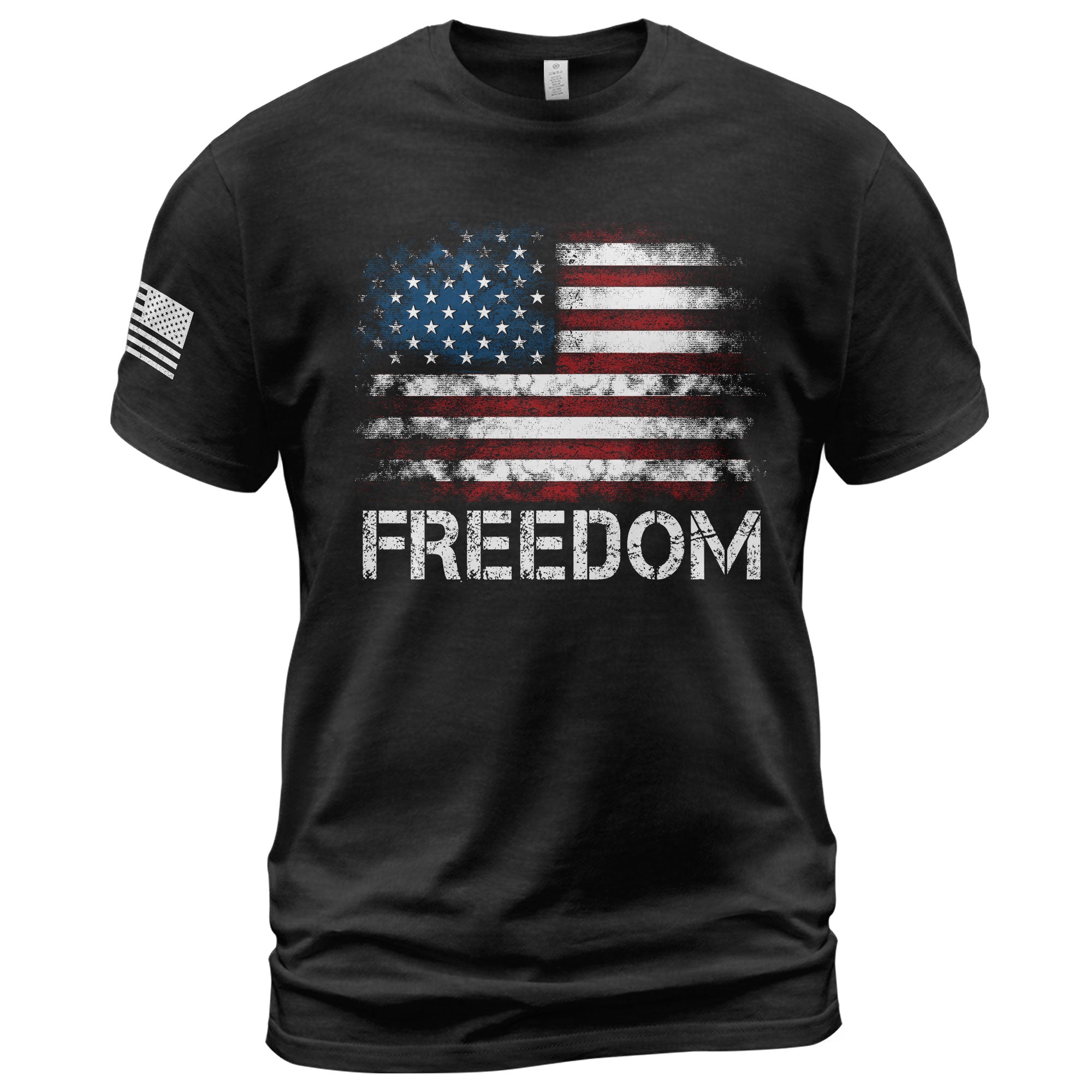 Freedom Distressed American Flag Bold Patriotic T-Shirt
