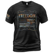 Freedom Rustic Flag Patriotic Tribute T-Shirt