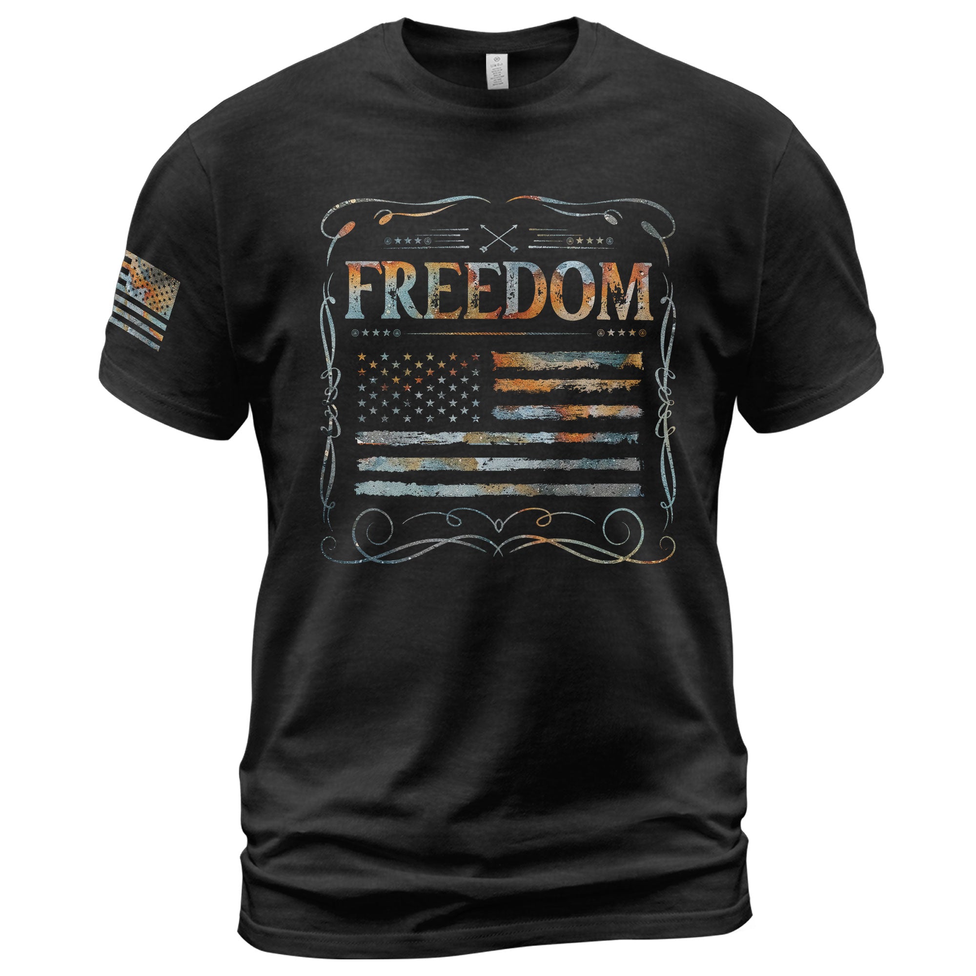Freedom Rustic Flag Patriotic Tribute T-Shirt