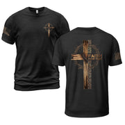 Faith Over Fear Wooden Cross Crown of Thorns T-Shirt - Rust Field Wear