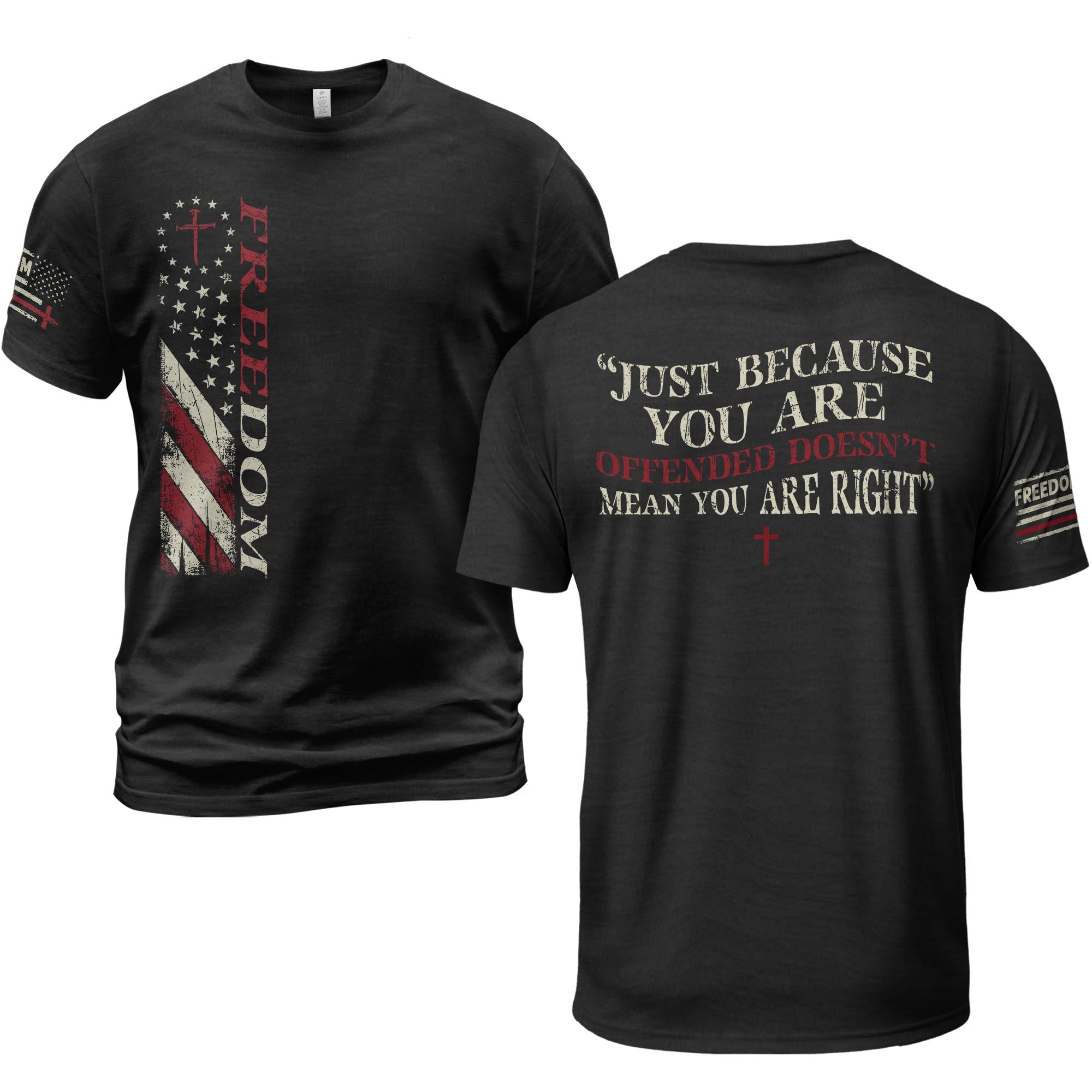 Freedom Memorial Patriotic American Flag & Bold Quote T-Shirt