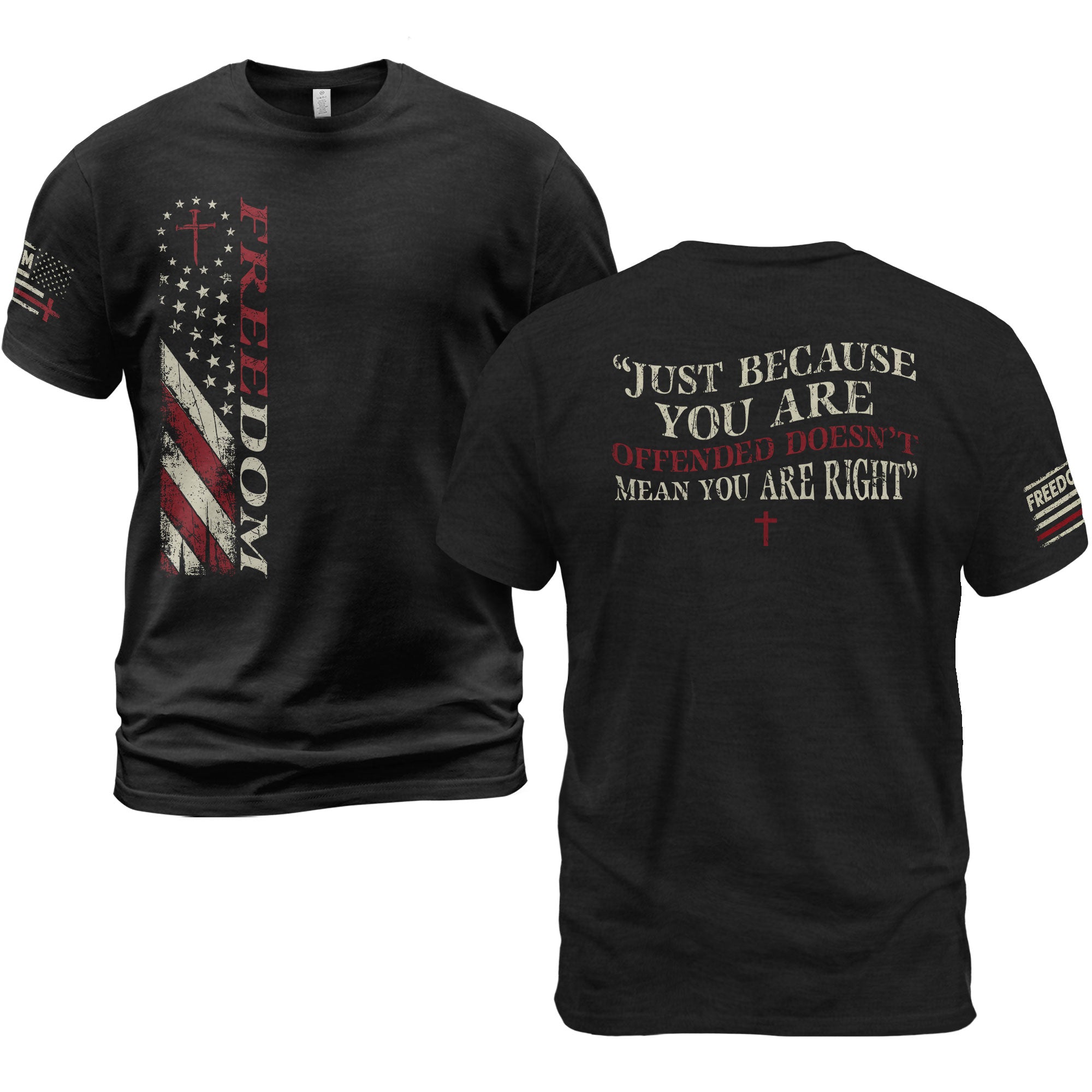 Freedom Memorial Patriotic American Flag & Bold Quote T-Shirt