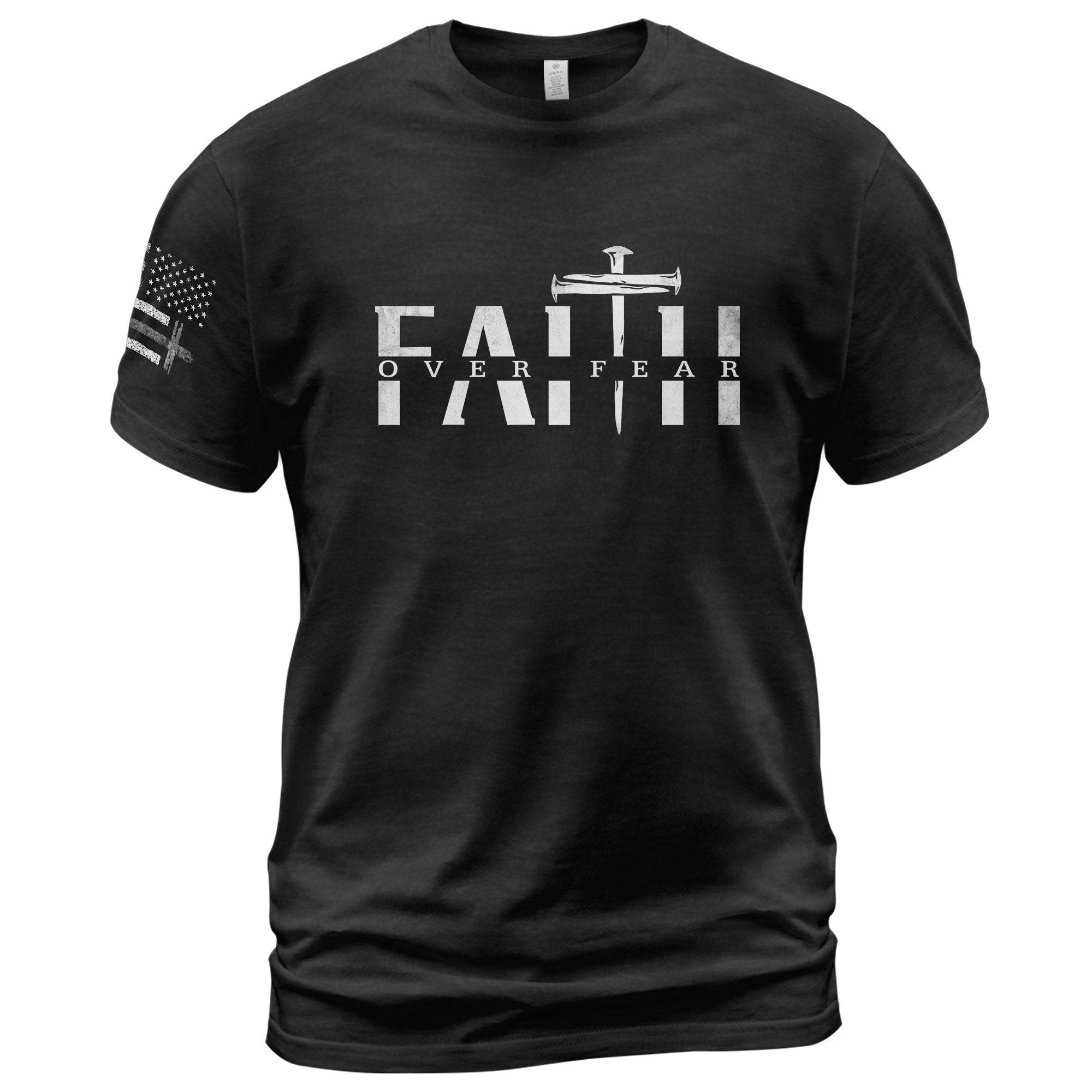 Faith Over Fear Sword Cross Graphic T-Shirt - Rust Field Wear