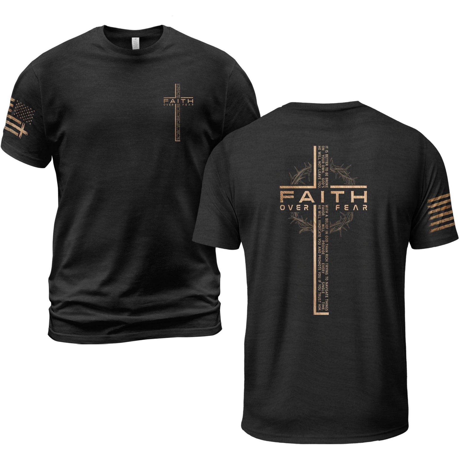 Faith Over Fear Cross with Crown of Thorns Scripture T-Shirt - Rust Field Wear