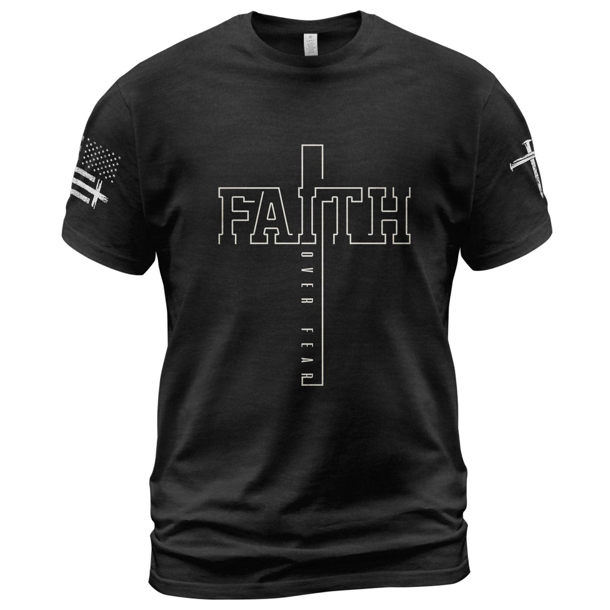Faith Over Fear Bold Cross Typography T-Shirt - Rust Field Wear
