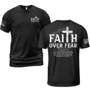 Faith Over Fear Wooden Cross Crown Christian T-Shirt