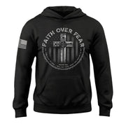 Faith Over Fear Cross American Flag Hoodie - Rust Field Wear