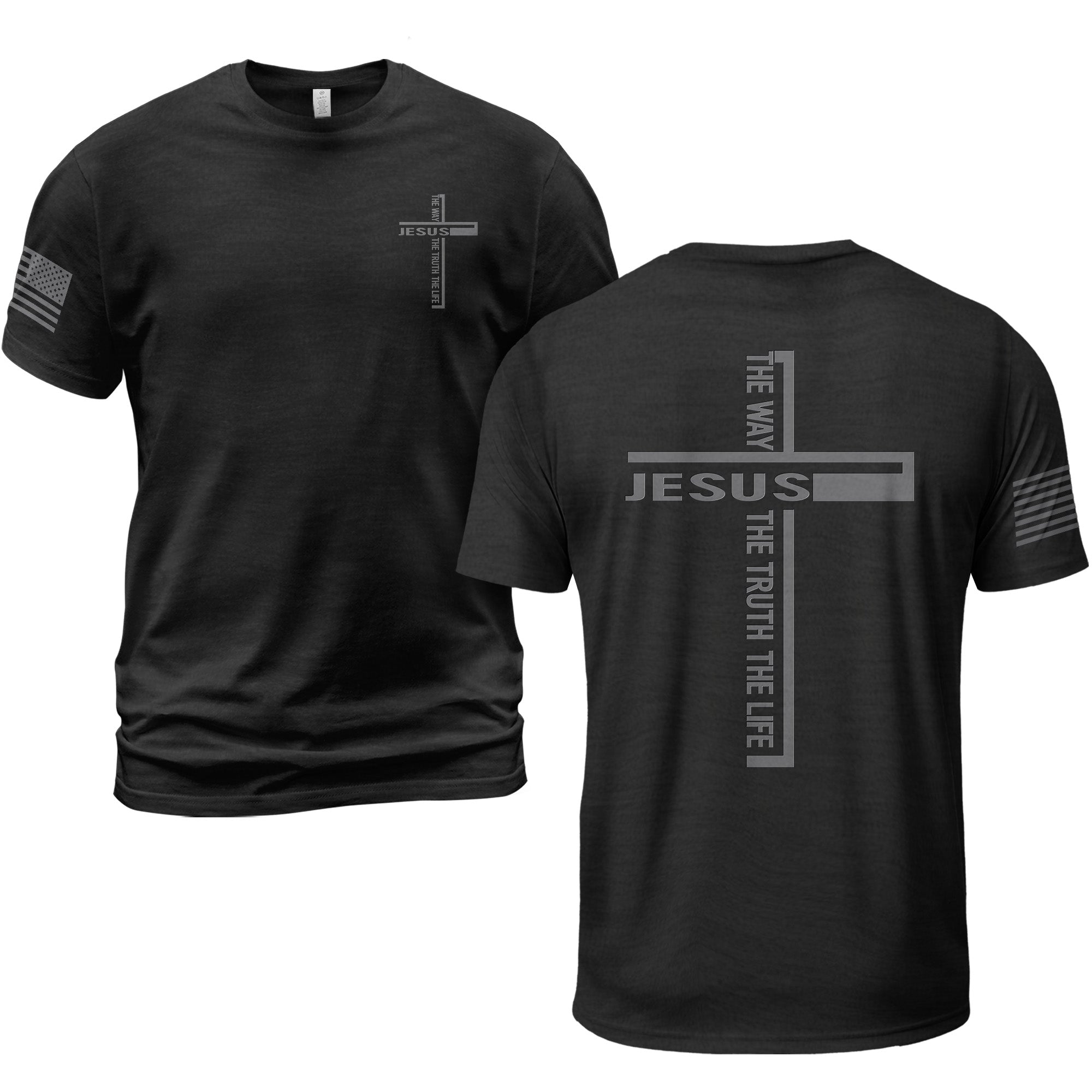 Jesus Cross Typography Christian T Shirt The Way The Truth The Life