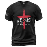 Jesus The Way The Truth The Life Red Cross Christian T-Shirt