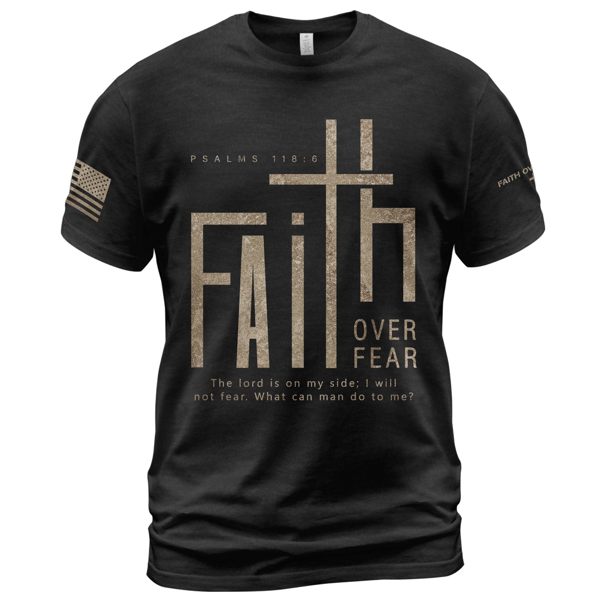 Minimal Faith Over Fear Psalms 118 6 Cross Christian T-Shirt