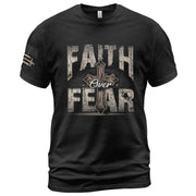Faith Over Fear Christian T-Shirt Vintage Cross Crown Design