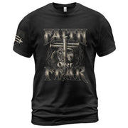 Faith Over Fear Christian T-Shirt Lion Jesus Cross Crown Design