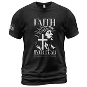 Faith Over Fear Christian T-Shirt Jesus Cross Psalms 118:6 Design