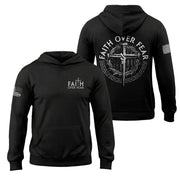Faith Over Fear Christian Hoodie Nail Cross Crown of Thorns Design Religious