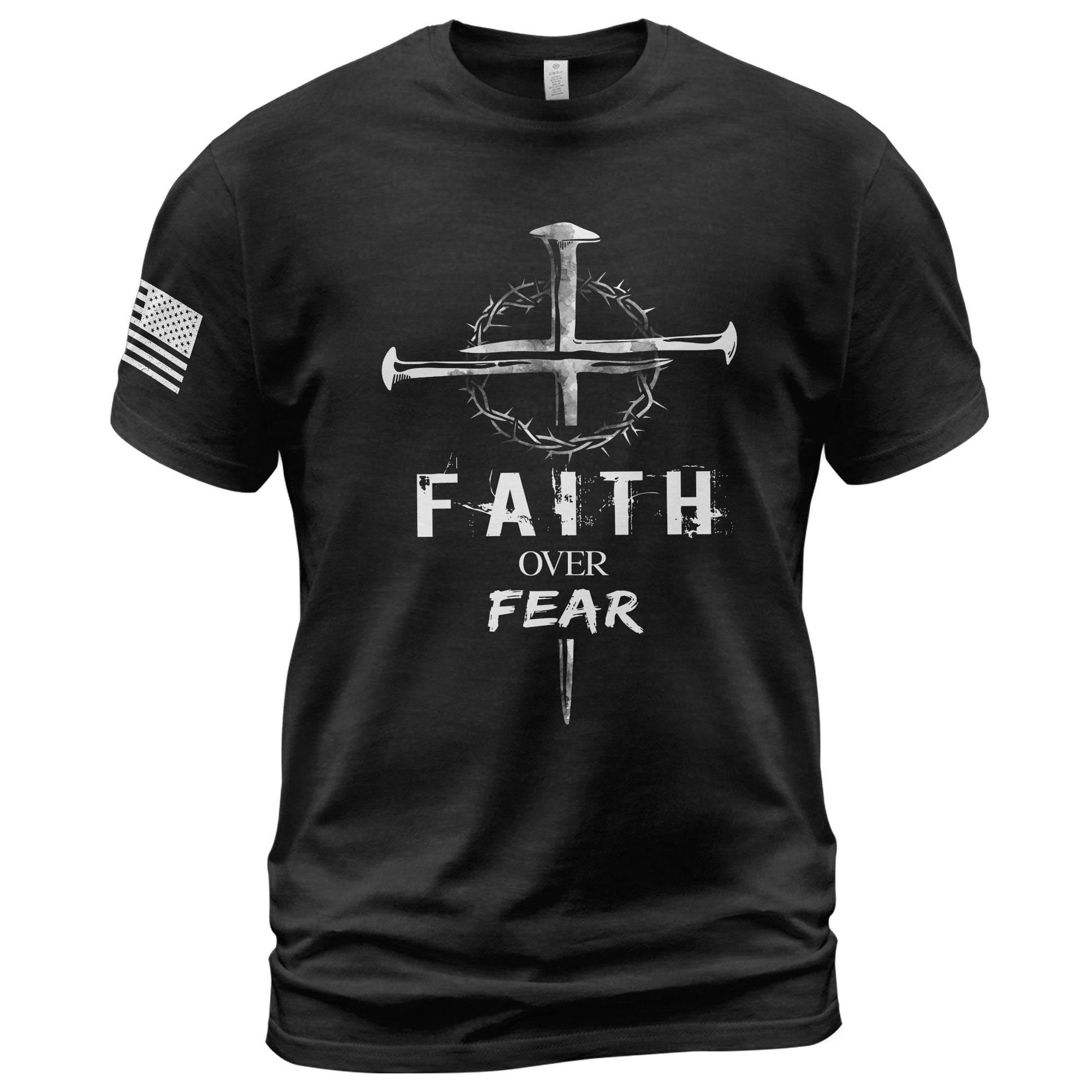 Faith Over Fear Christian Nail Cross Crown Thorns Religious Shirt
