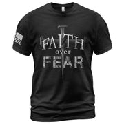 Faith Over Fear Christian Nail Cross Patriotic Religious Jesus Shirt