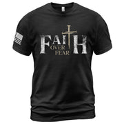 Faith Over Fear Christian Nail Cross Patriotic Religious Shirt