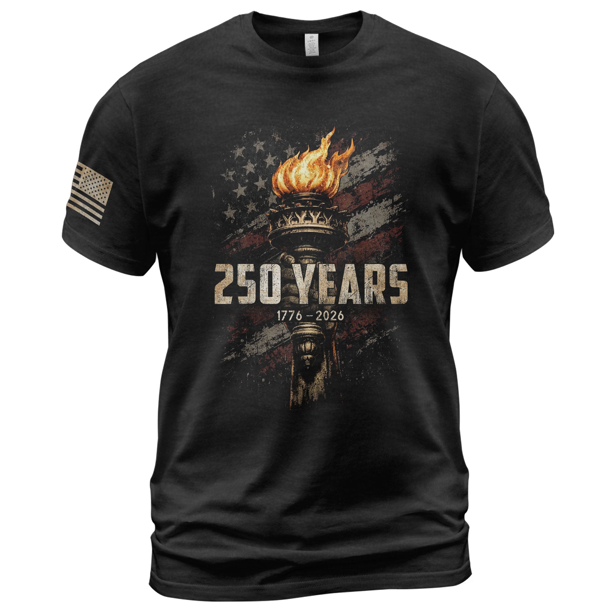 USA 250th Anniversary Shirt 1776-2026 American Flag Liberty Torch Patriotic for Men