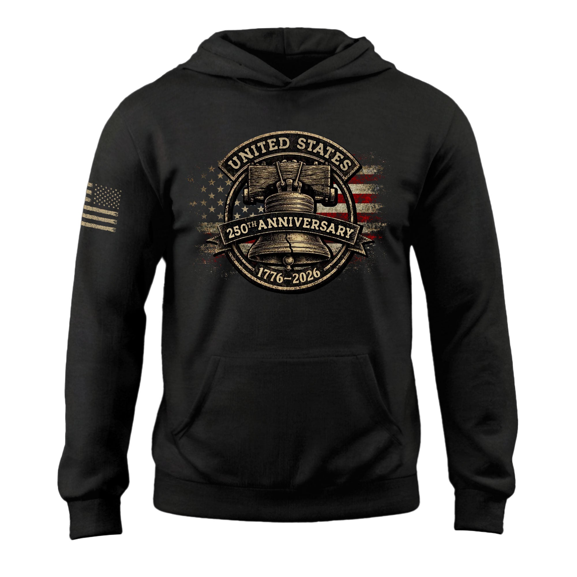 USA 250th Anniversary Hoodie 1776-2026 Liberty Bell Patriotic American Men