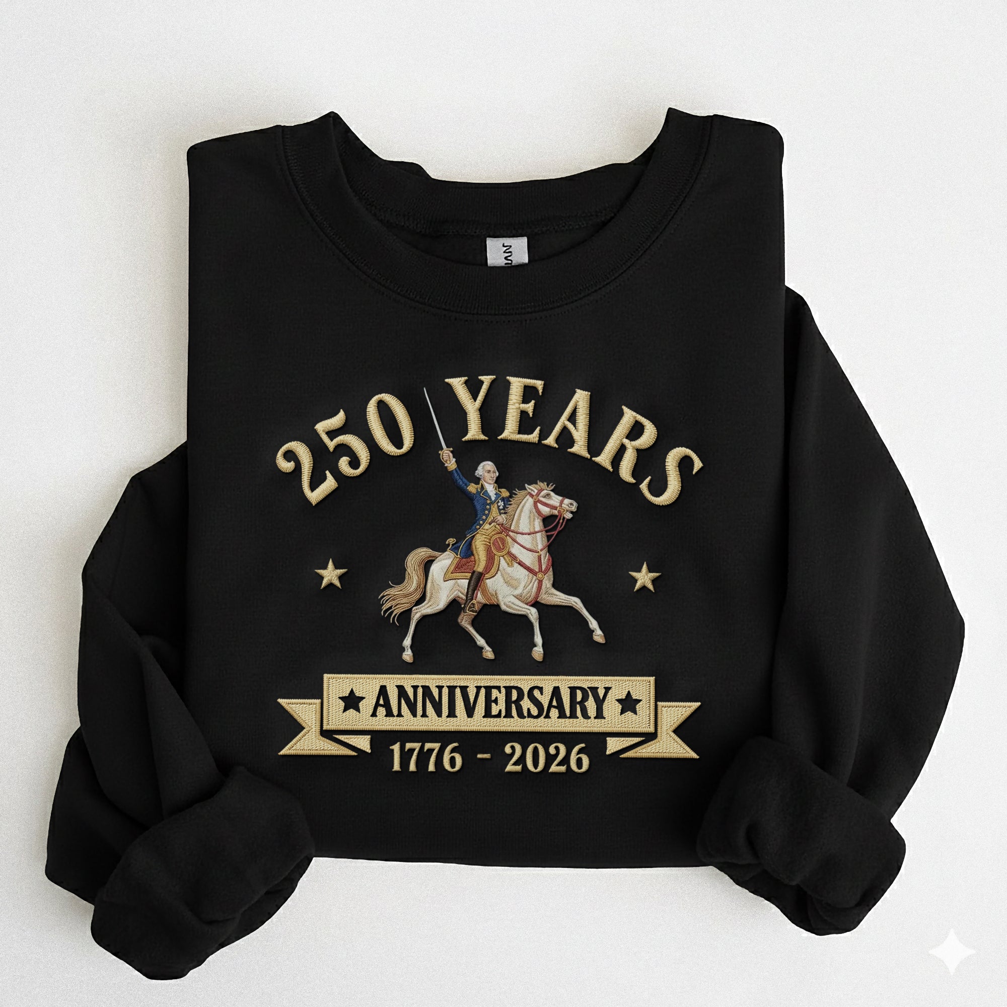 USA 250th Anniversary Semiquincentennial 250 Years Embroidered Sweatshirt 1776-2026 Patriotic Horseman Heritage