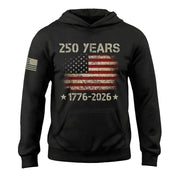 USA 250th Anniversary Semiquincentennial 250 Years Hoodie 1776-2026 Vintage Distressed Flag Patriotic