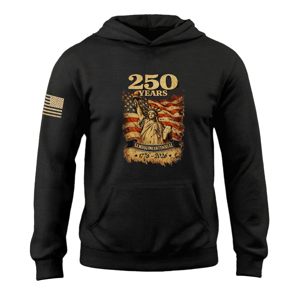 USA 250th Anniversary Semiquincentennial 250 Years Hoodie 1776-2026 Statue of Liberty Patriotic Flag Graphic