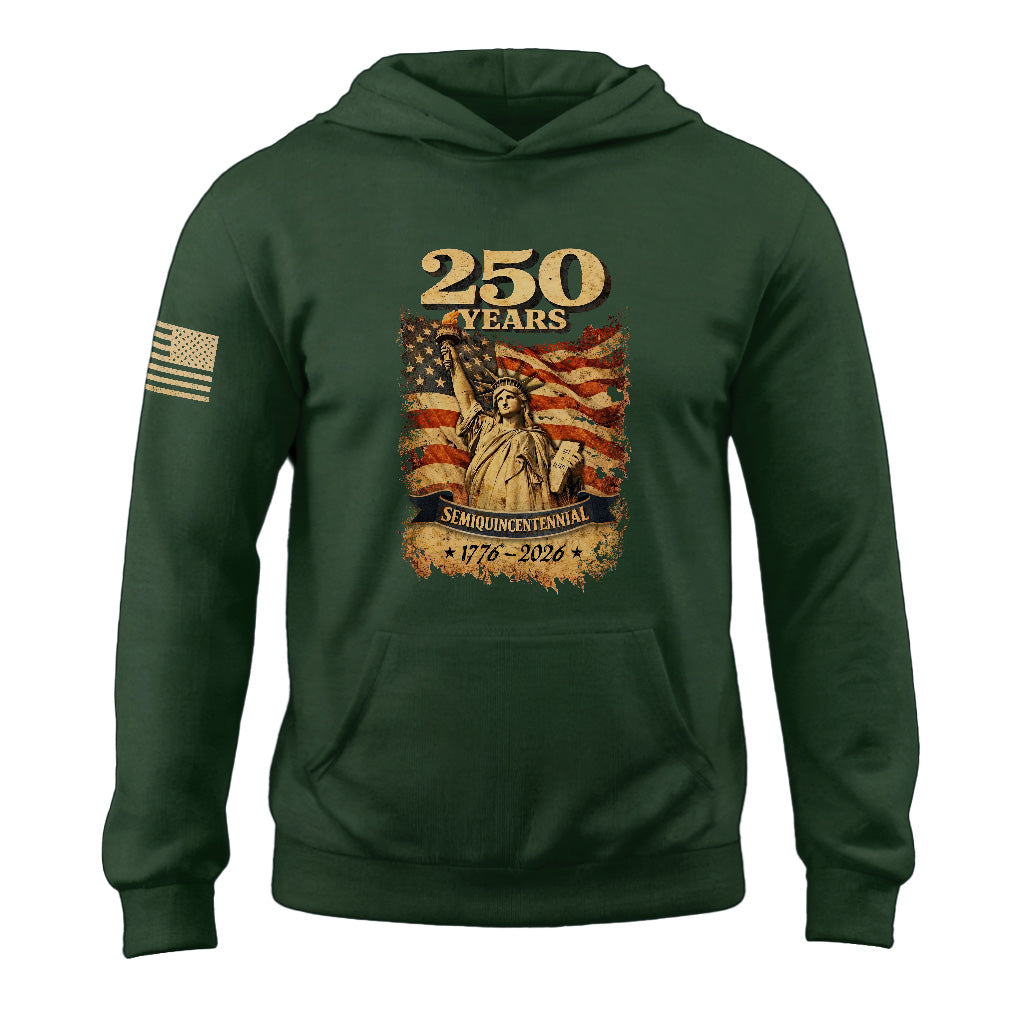 USA 250th Anniversary Semiquincentennial 250 Years Hoodie 1776-2026 Statue of Liberty Patriotic Flag Graphic