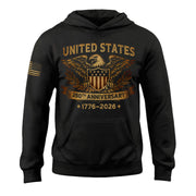 USA 250th Anniversary Semiquincentennial 250 Years Hoodie 1776-2026 Patriotic Eagle Shield