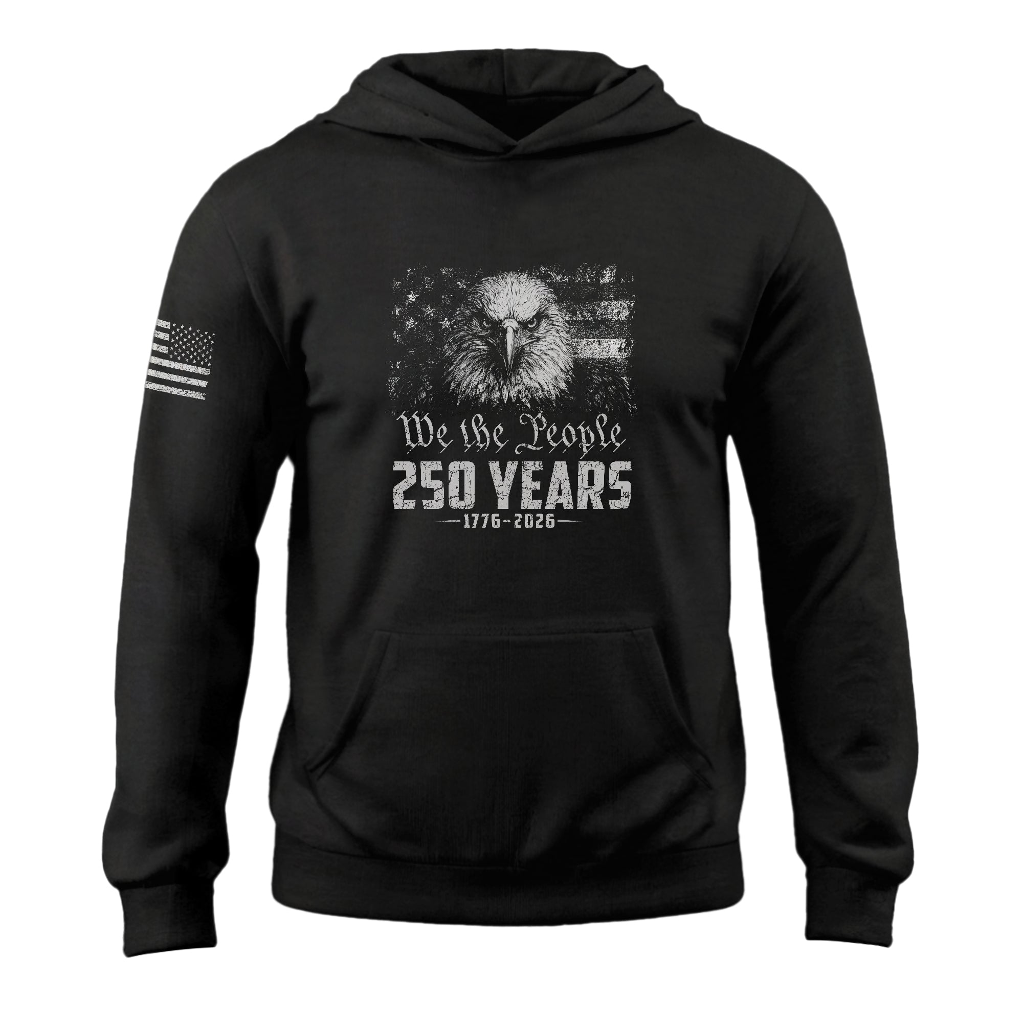 USA 250th Anniversary Semiquincentennial Hoodie 1776-2026 Distressed Flag We The People Eagle Heritage