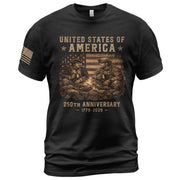 USA 250th Anniversary Semiquincentennial 250 Years Shirt 1776-2026 Past and Present Soldiers Patriotic Flag