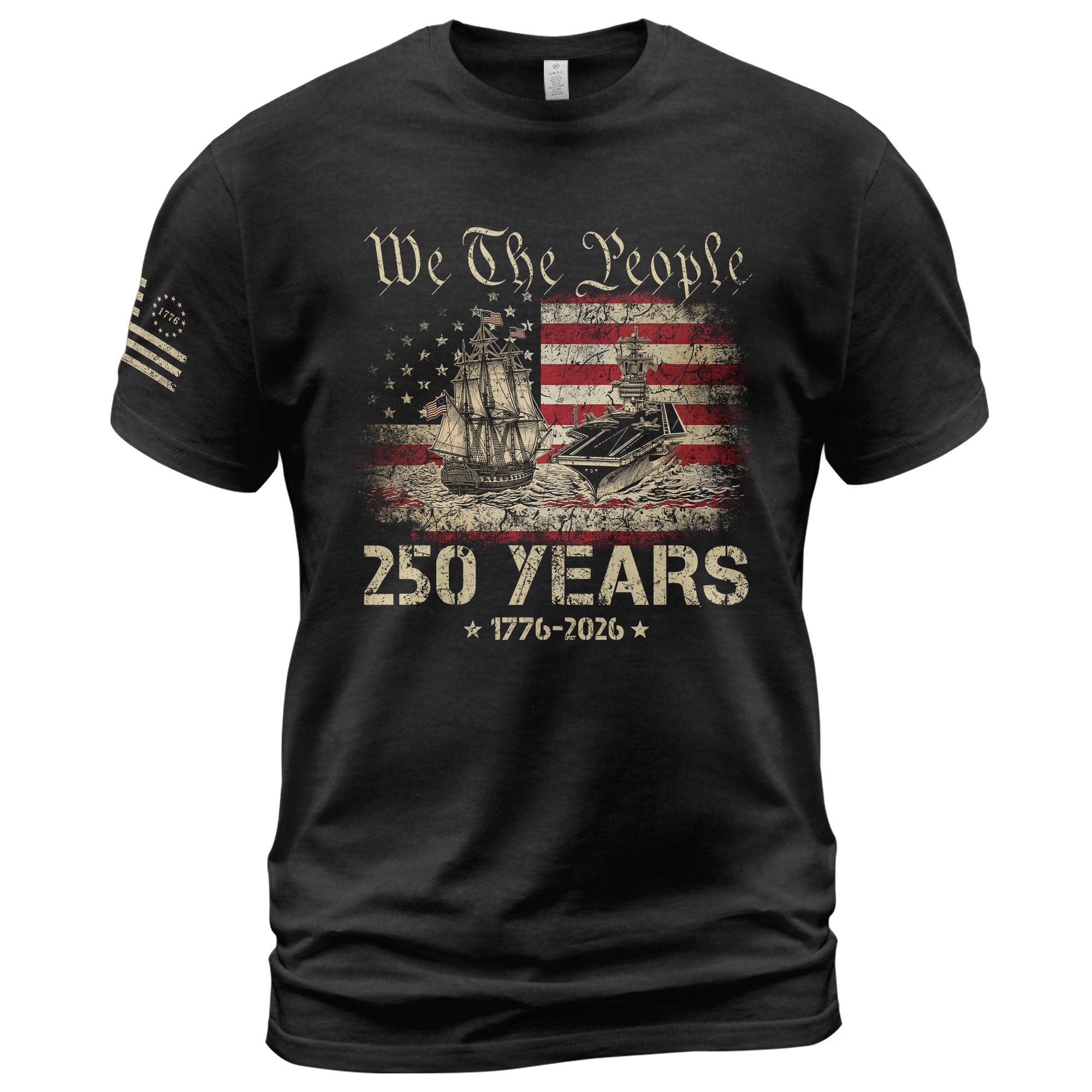 USA 250th Anniversary Shirt 250 Years Semiquincentennial 1776-2026 We The People Navy Battleship Patriotic