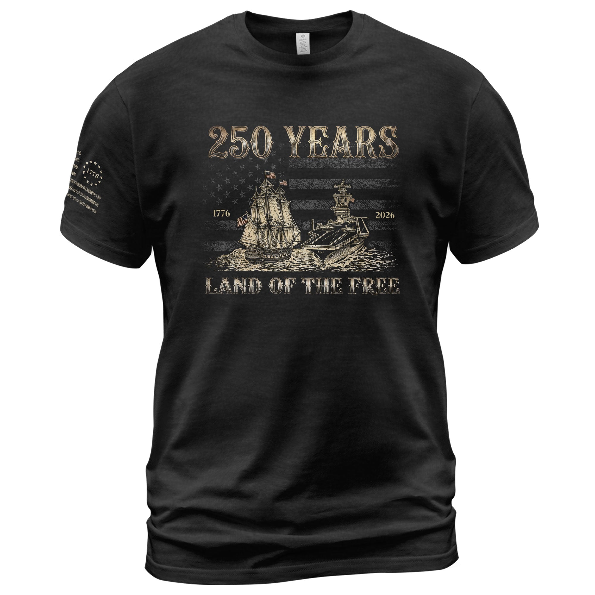 USA 250th Anniversary Shirt 1776-2026 Retro American Sailing Ship Patriotic Tee