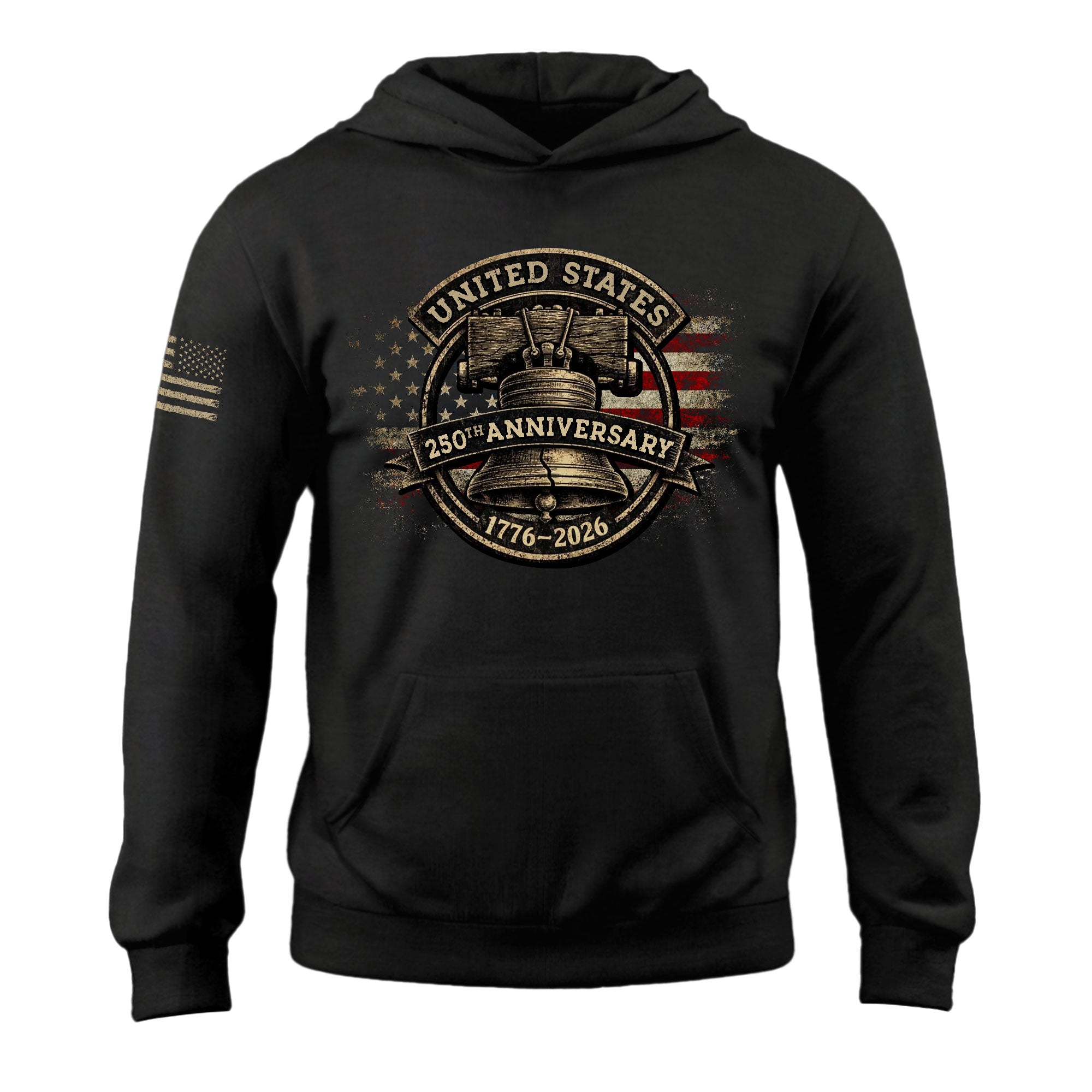 USA 250th Anniversary Hoodie 1776–2026, Patriotic American Heritage Vintage Flag Design, Unisex Hoodie