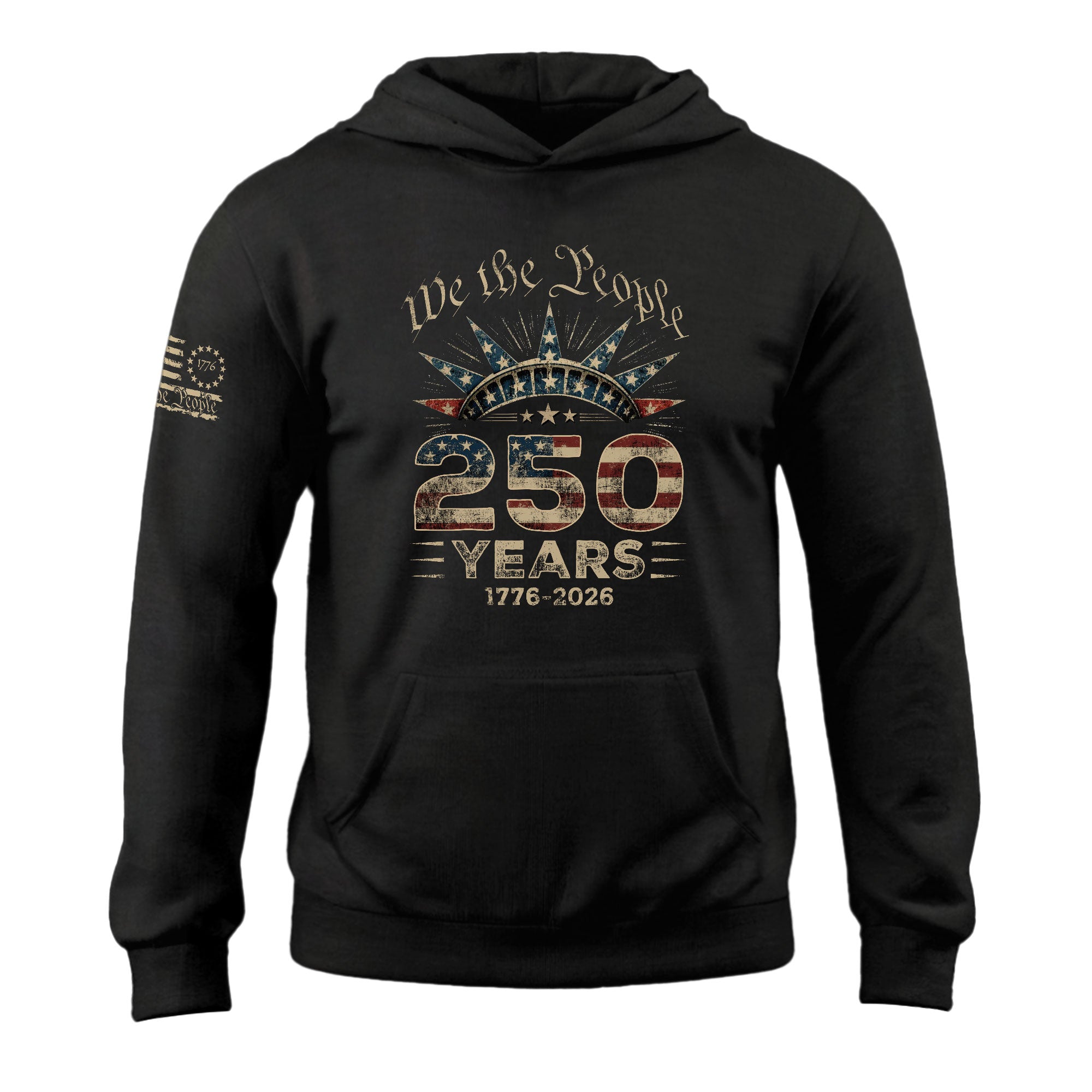 America 250 Years Anniversary Hoodie 1776–2026, Patriotic Vintage American Flag Celebration Hoodie