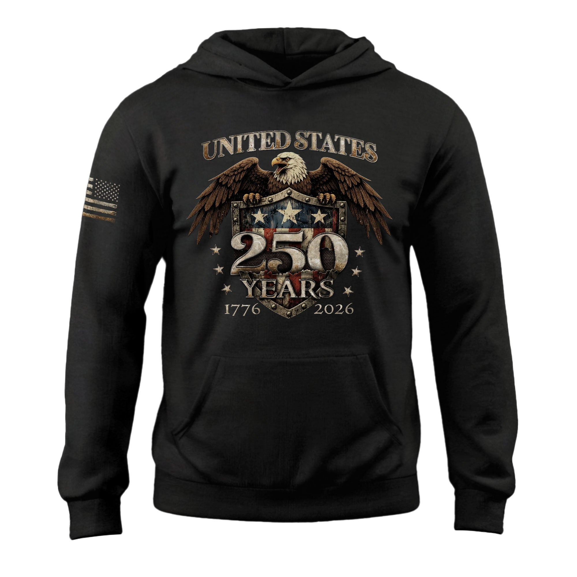 USA 250 Years Anniversary Hoodie 1776–2026, Vintage Patriotic American Flag Unisex Hoodie