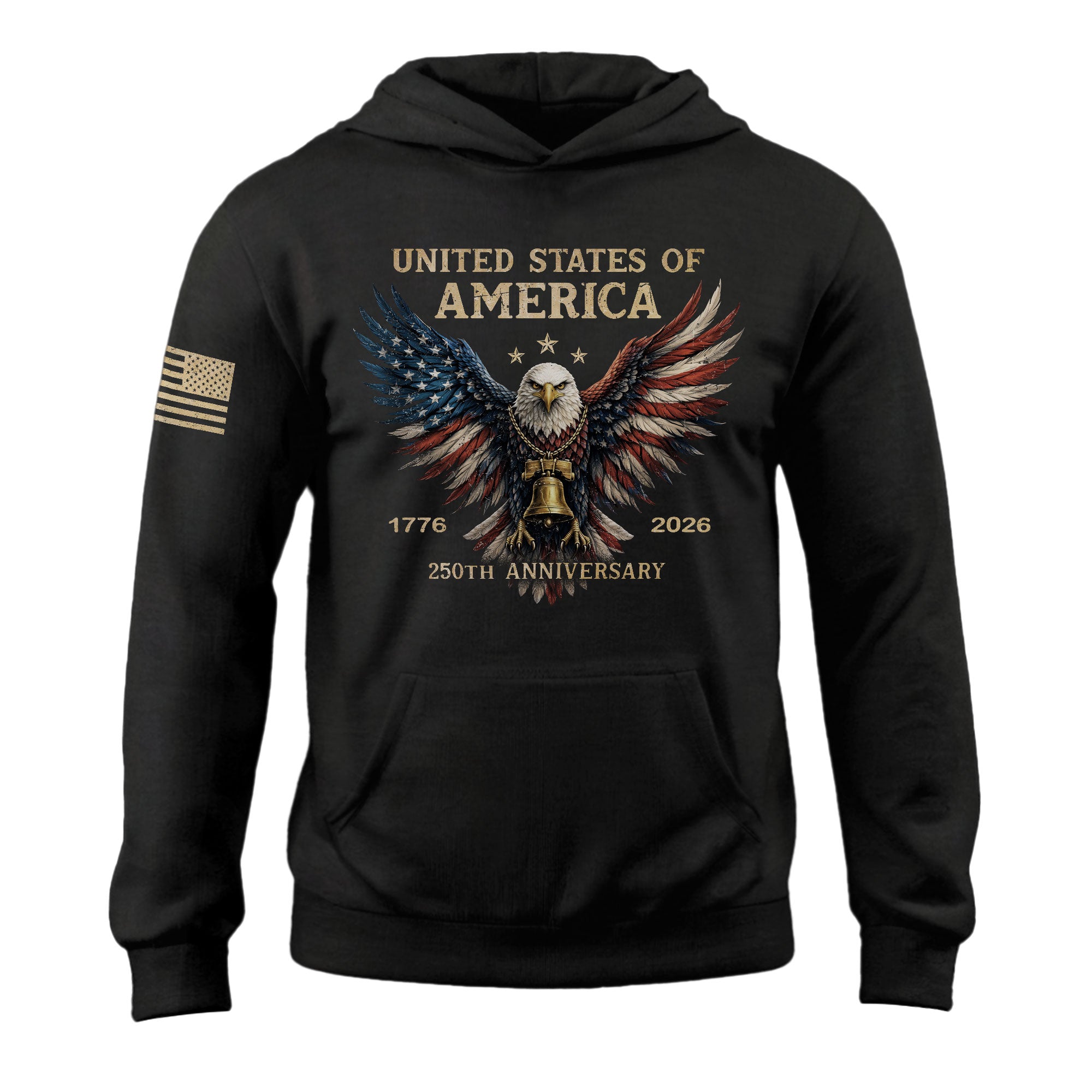 250th Anniversary USA Hoodie 1776–2026, Vintage American Heritage Freedom Apparel