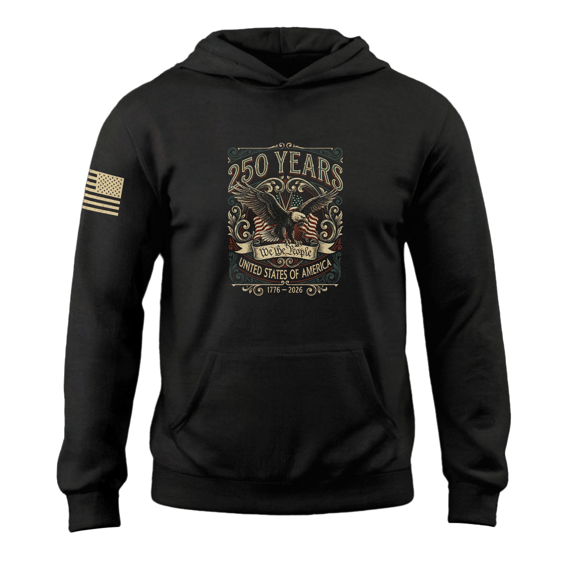 America 1776–2026 250 Years Anniversary Hoodie, Patriotic Eagle Symbol of Freedom and Pride - Rust Field Wear