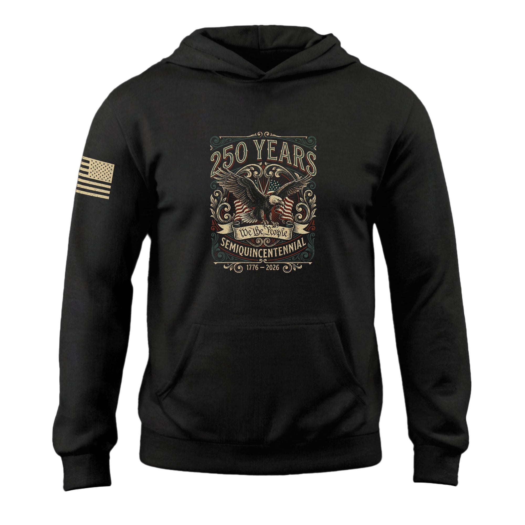 America 1776–2026 250 Years Anniversary Hoodie, Patriotic Eagle Symbol of Freedom and Pride