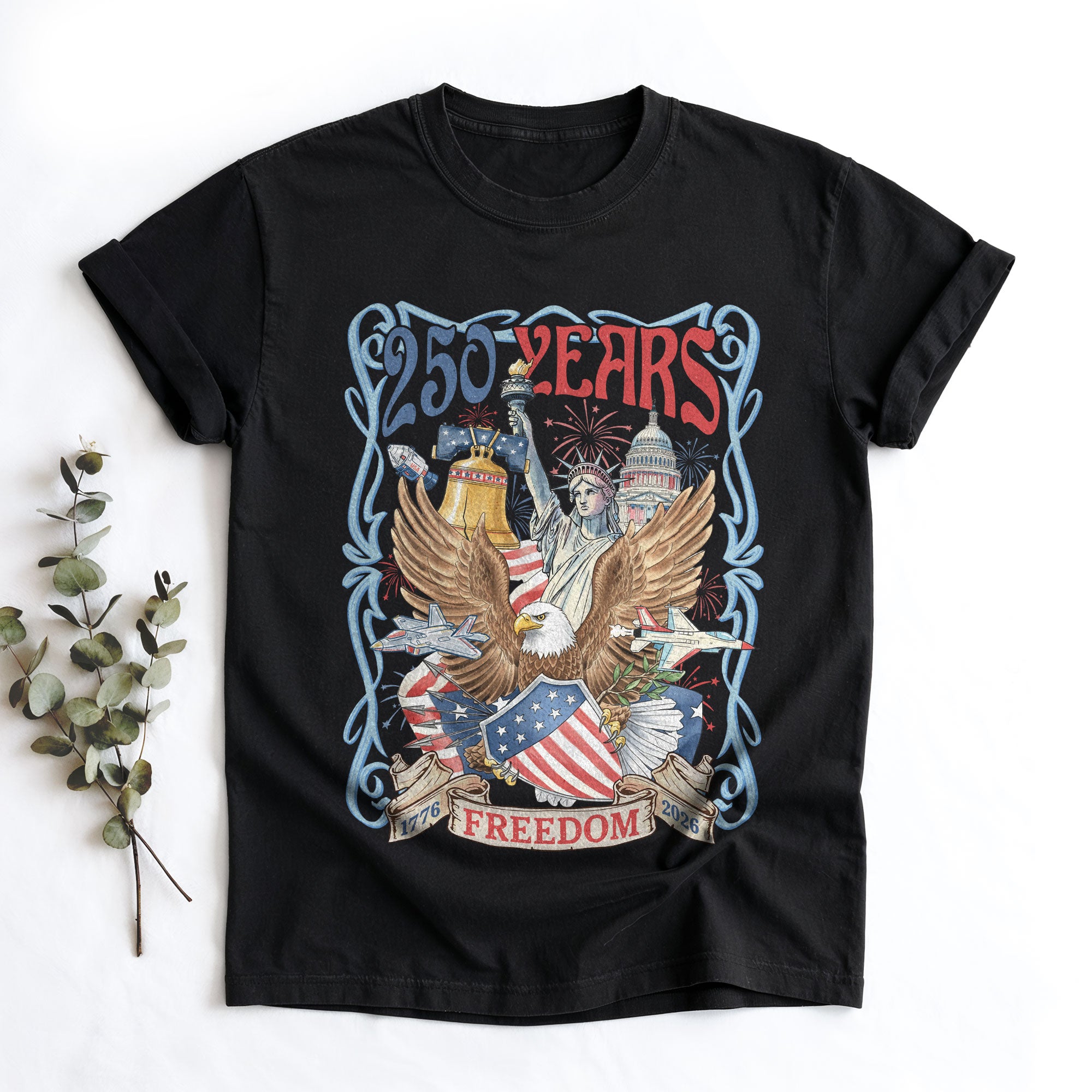 USA 250 Years of Freedom Shirt -1776 Independence Day 2026 Retro Graphic Tee