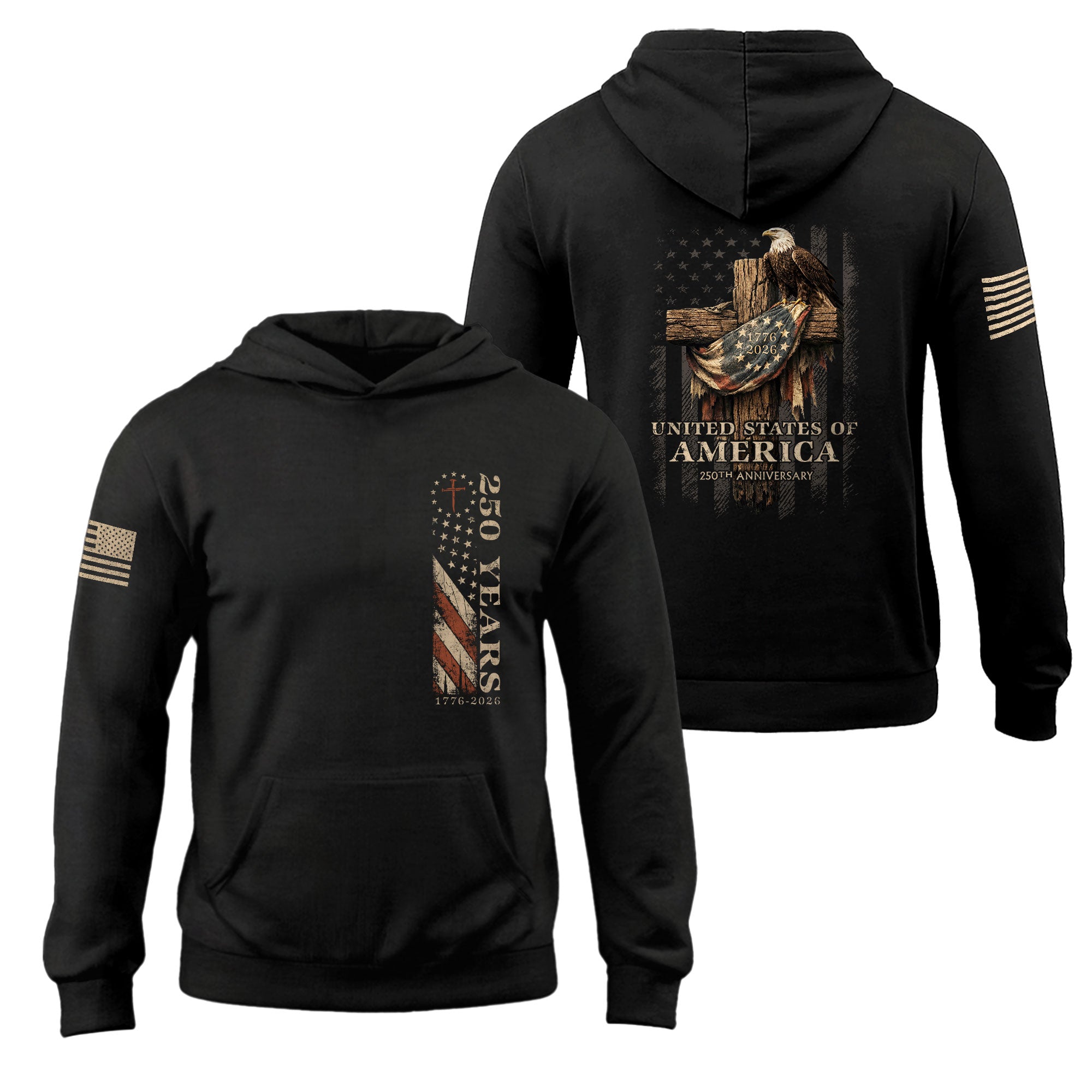 USA Christian Freedom Hoodie 250th Anniversary Independence Heritage Wear