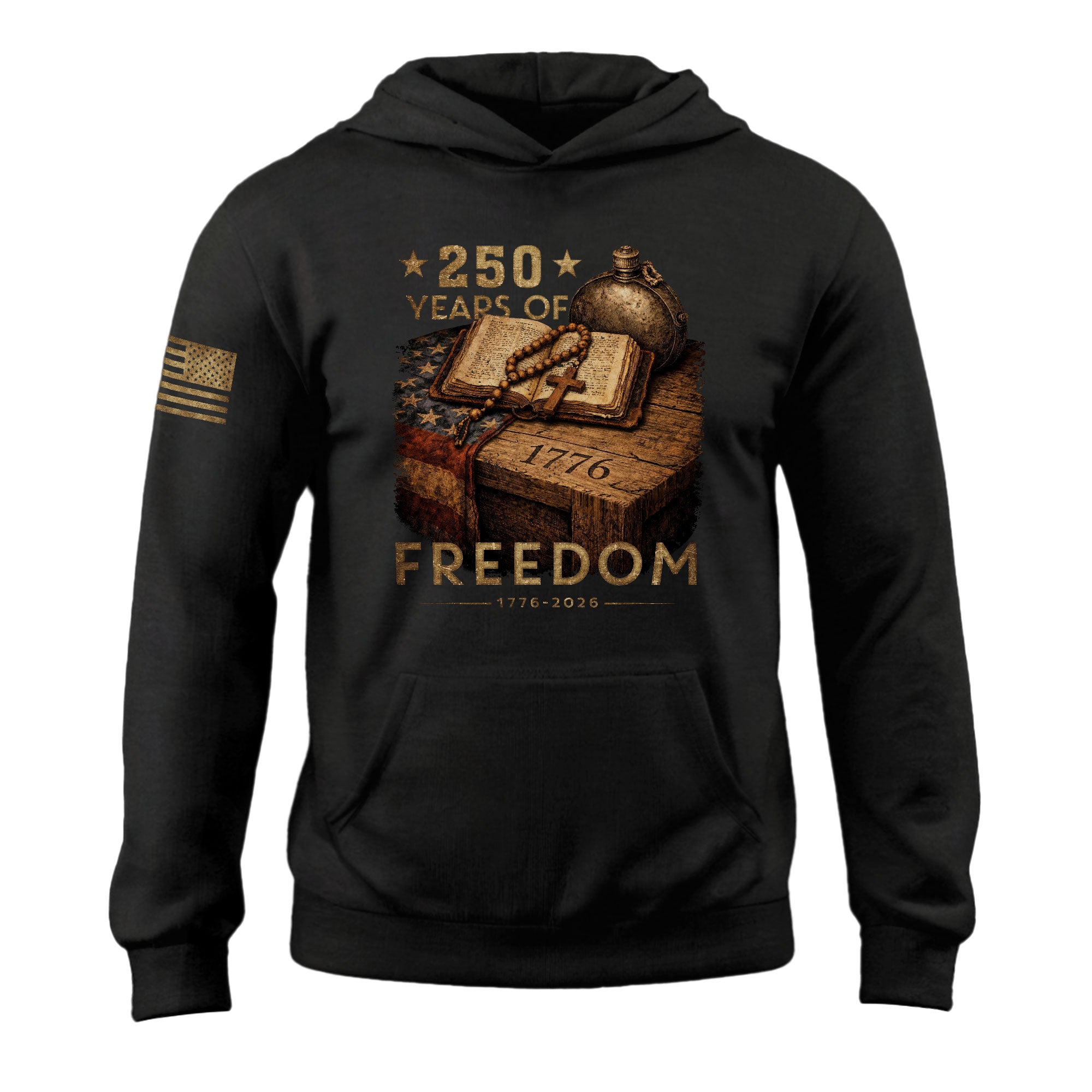 USA 250th Anniversary Christian Patriotic Hoodie Faith Freedom Heritage Wear