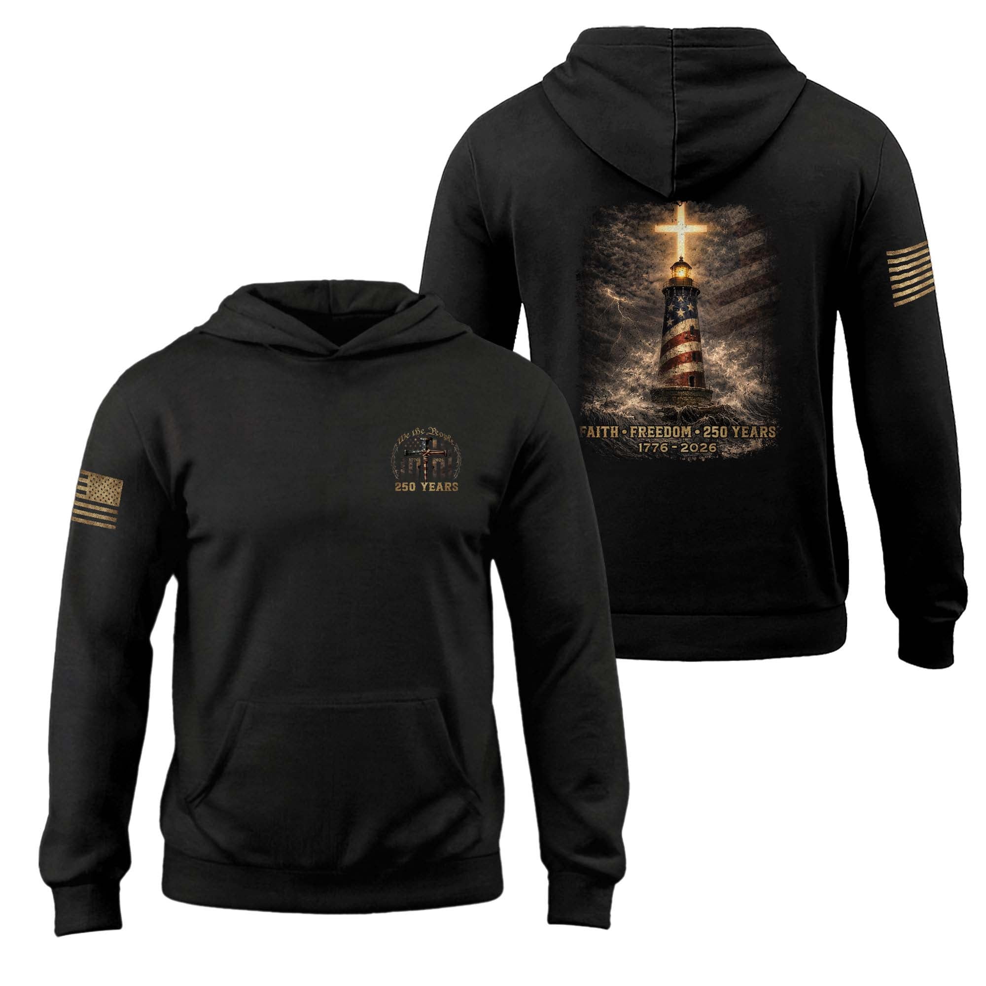 250 Years America Christian Freedom Hoodie 1776–2026 Patriotic Celebration