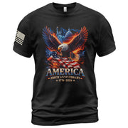 250 Year American Anniversary Shirt - Semiquincentennial Freedom Eagle Bootleg Graphic Tee