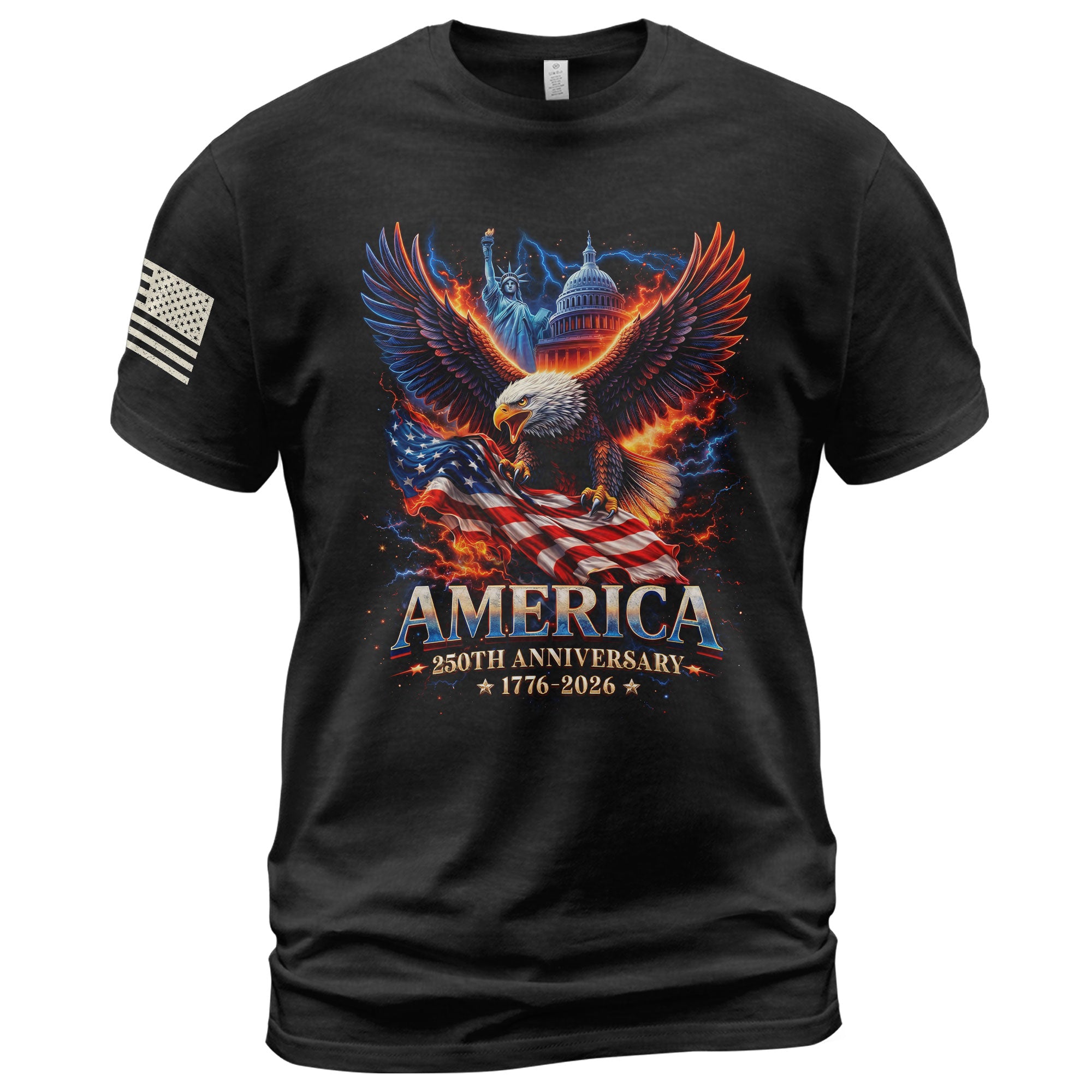 250 Year American Anniversary Shirt - Semiquincentennial Freedom Eagle Bootleg Graphic Tee