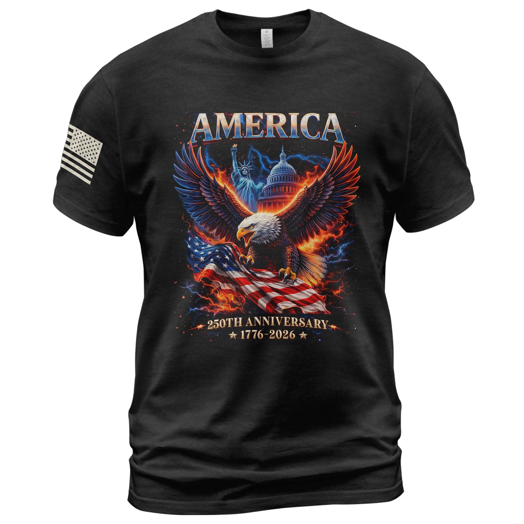 250 Year American Anniversary Shirt - Freedom Eagle Bootleg Graphic Tee