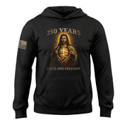 USA 250th Anniversary 1776-2026 Semiquincentennial Hoodie – Jesus Cross US Flag Faith and Freedom Patriotic Men’s Hoodie