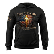 America 250th Anniversary 1776-2026 Semiquincentennial Hoodie – Christian Faith and Freedom Cross Flag Patriotic Hoodie