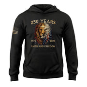 USA 250th Anniversary 1776-2026 Semiquincentennial Hoodie – Christian Faith and Freedom Lion of Judah American Flag Men’s Apparel